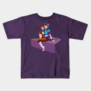 Chun-Li with peach Kids T-Shirt